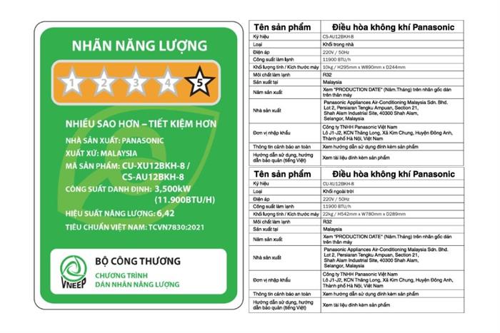 Điều hòa Panasonic Inverter 12000 BTU 1 chiều CU/CS-AU12BKH-8 - Mẫu mới 2025